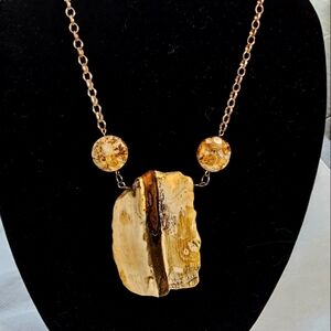 Rare Polished Wood Stone Necklace